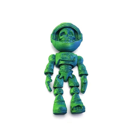Articulated Skeleton Astronaut Figurine — 3D Printed Movable Space-Themed Collectible with Sliding Helmet for Home Display