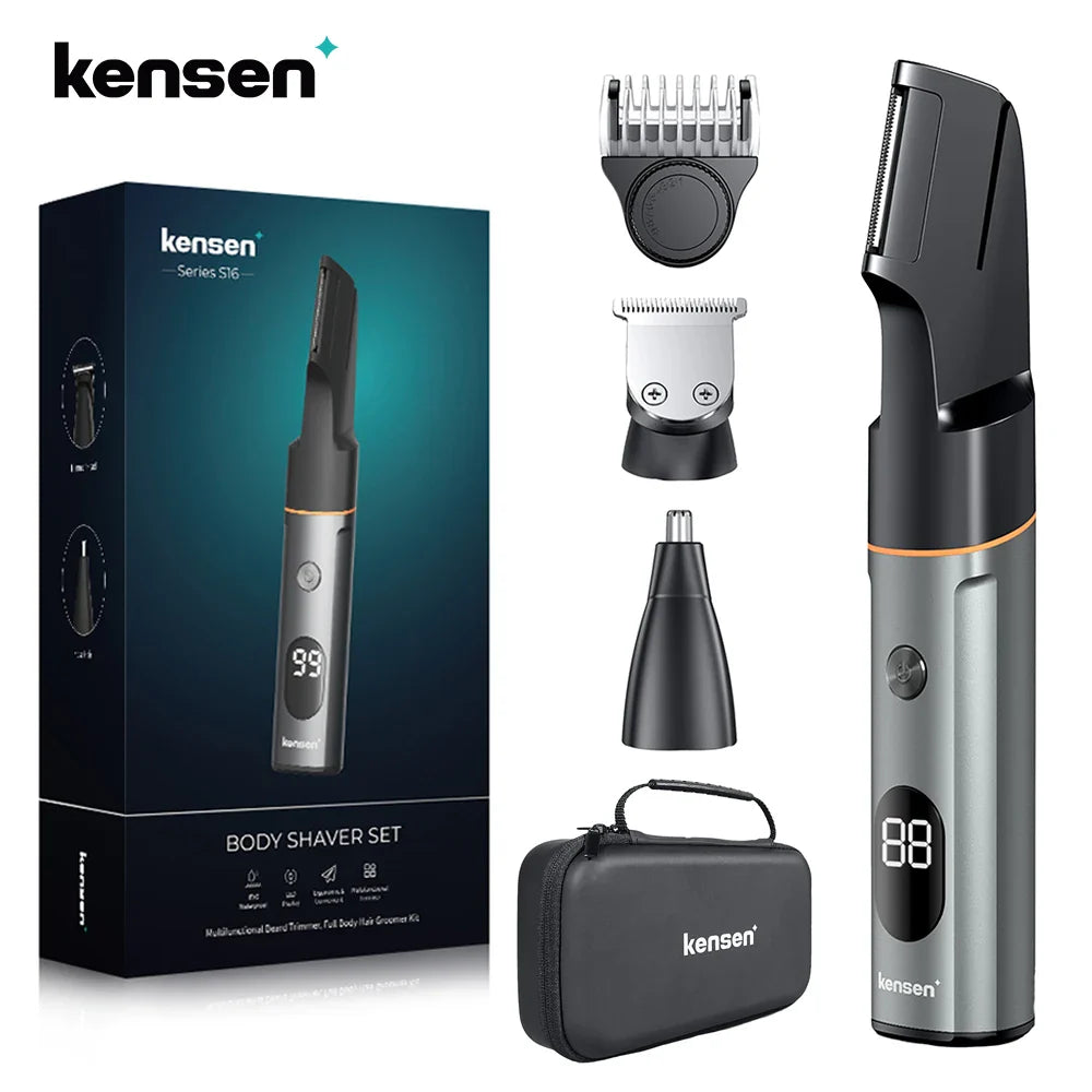 Kensen S16 3-in-1 Men’s Body Hair Shaver & Beard Trimmer Waterproof Electric Clipper