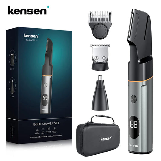 Kensen S16 3-in-1 Men’s Body Hair Shaver & Beard Trimmer Waterproof Electric Clipper