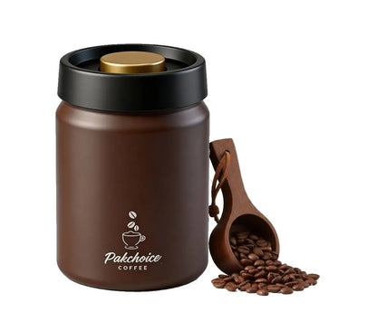 Vacuum Coffee Bean Storage Container - Stainless Steel Airtight Canister for Coffee, Spices & Food