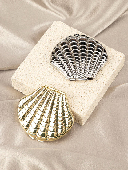 Golden Shell Double-Sided Makeup Mirror - Portable Elegant Beauty Mirror Gift for Girlfriend, Mom, Wife & Sister