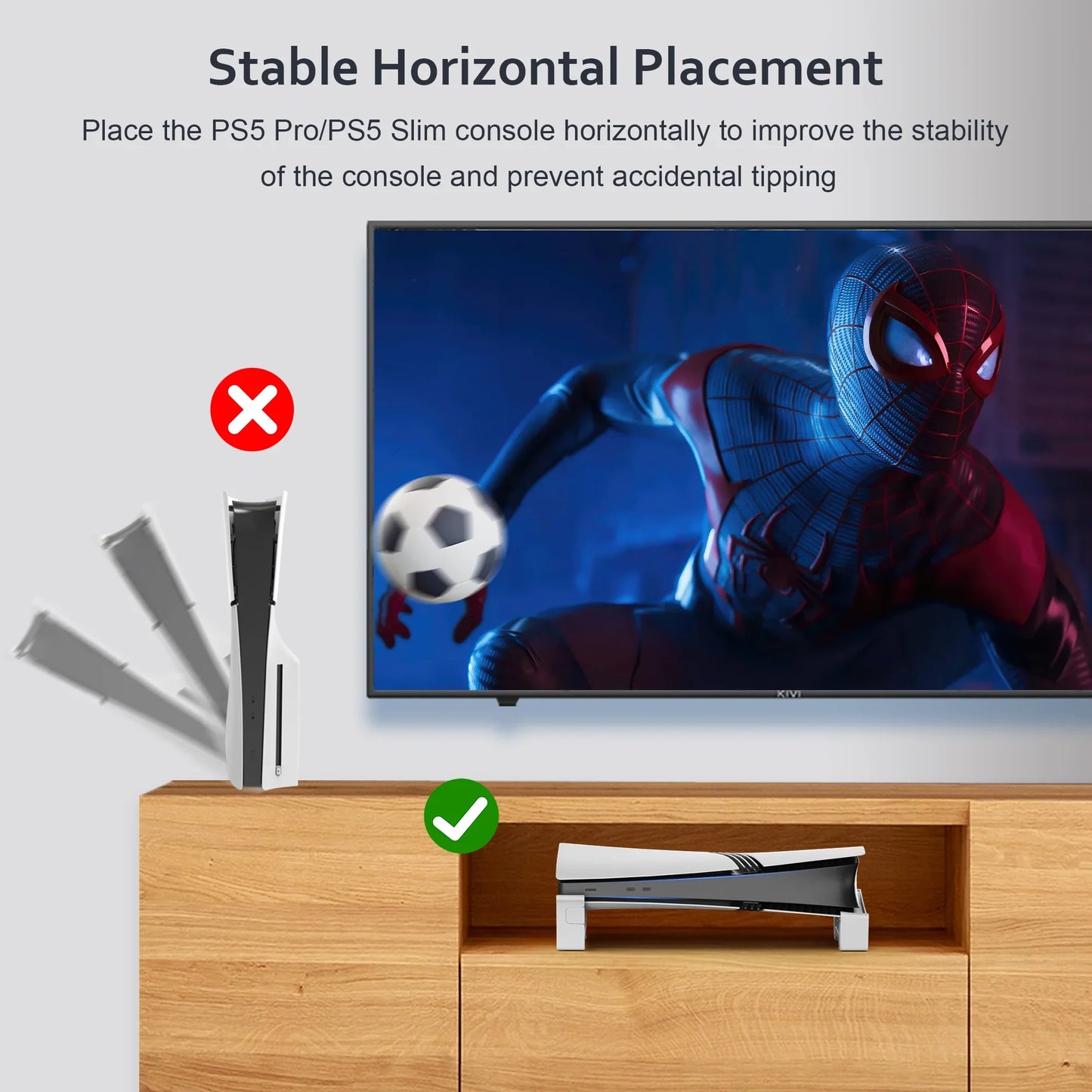 PS5 Pro & PS5 Slim Horizontal Stand Base – Console Mount Accessories for Disc & Digital Editions, Stable Gaming Support Stand