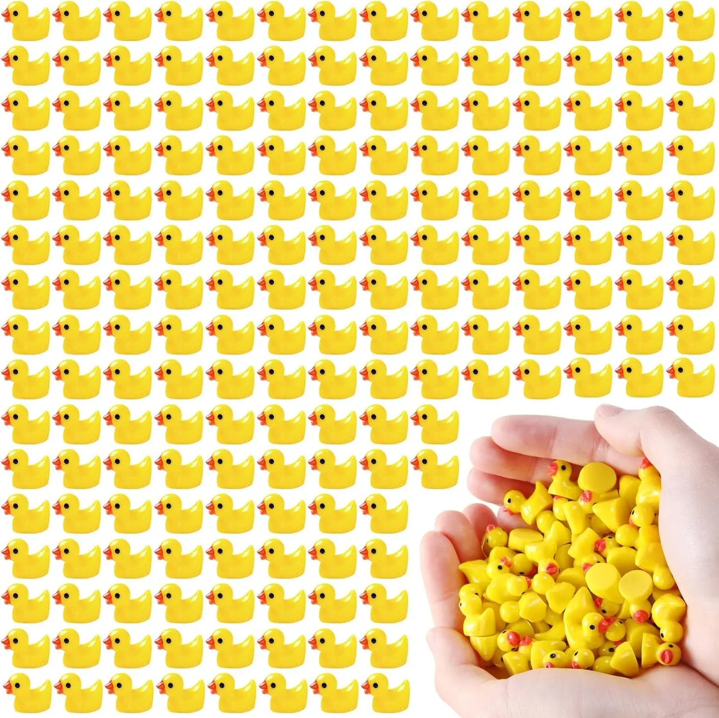 200pcs Mini Resin Yellow Ducks – Tiny Duck Figures for Garden Crafts, Fairy Landscape Decoration, and Miniature Plant Scenes