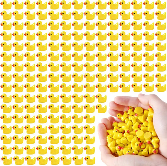 200pcs Mini Resin Yellow Ducks – Tiny Duck Figures for Garden Crafts, Fairy Landscape Decoration, and Miniature Plant Scenes