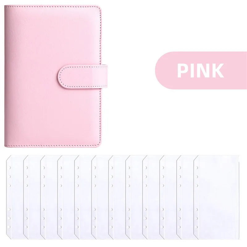 PU Leather Budget Binder with Cash Envelopes – A6 Planner Organizer, Zip Pockets for Saving Money, Small French Budget Pouch