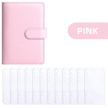 PU Leather Budget Binder with Cash Envelopes – A6 Planner Organizer, Zip Pockets for Saving Money, Small French Budget Pouch