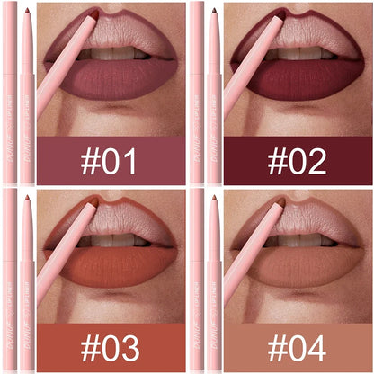 Matte Red Brown Lip Liner Pencil – Waterproof Slim Lip Contour Pen with Tapered Nib Long-Lasting Lip Stain