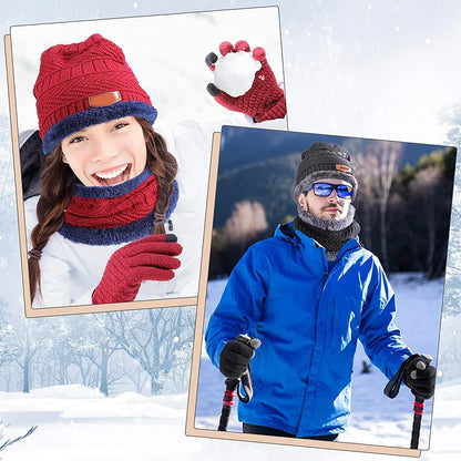 2022 Winter Beanie Hat Set for Men & Women - Thick Wool Knitted Cap with Neck Scarf & Balaclava Mask, Bonnet Style