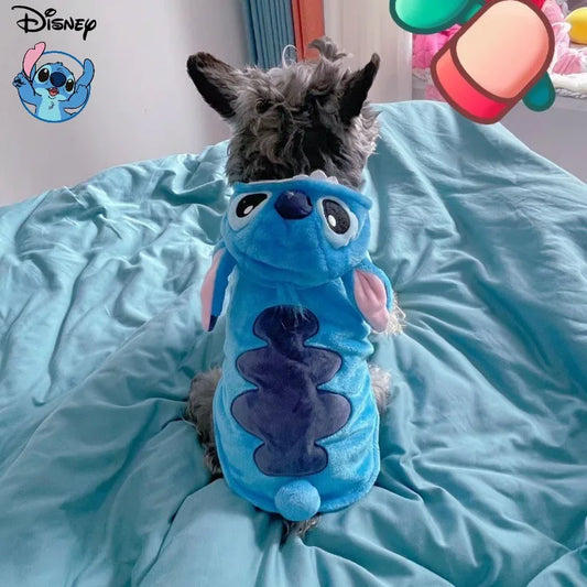Disney Stitch Cartoon Pet Clothes – Soft, Comfortable, and Stylish Autumn & Winter Outfit for Small Pets