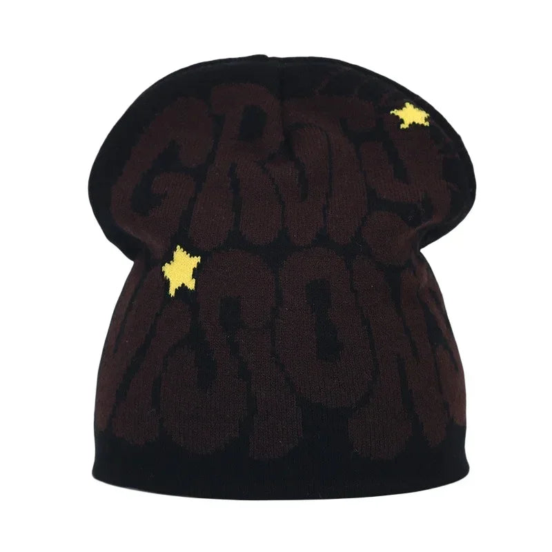 Y2K Letter Knitted Beanie Cap – Unisex Winter Autumn Warm Ski Skullcap, Hip Hop Streetwear Ear Cover Hat for Men & Women
