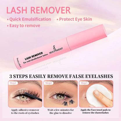 DIY Eyelash Extension Kit – D Curl Natural Lash Clusters Set with Bond, Seal, Remover & Tweezers for False Lash Application
