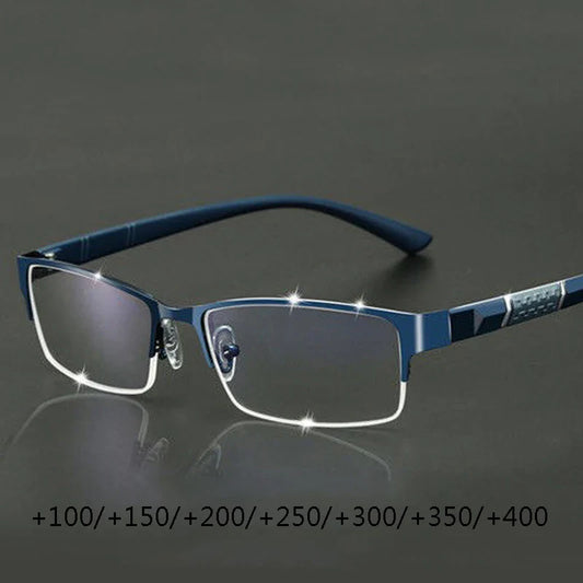 Metal Anti-Blue Light Reading Glasses – Farsighted Eyewear for Men, Business Style with Diopters +0.0 to +4.0