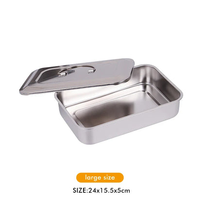 Stainless Steel Dental Instrument Tray with Lid – Medical Sterilization Box for Surgical Tools, Disinfection Storage Container