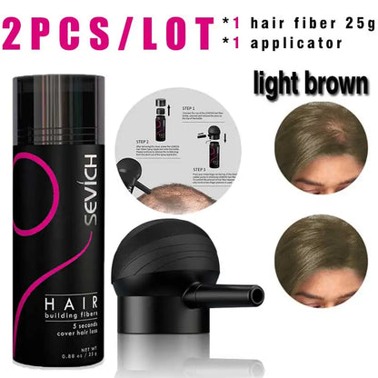 SEVICH Hair Building Fiber Set – Hair Loss Concealer for Sparse or Bald Spots with Keratin Fiber Powder Applicator