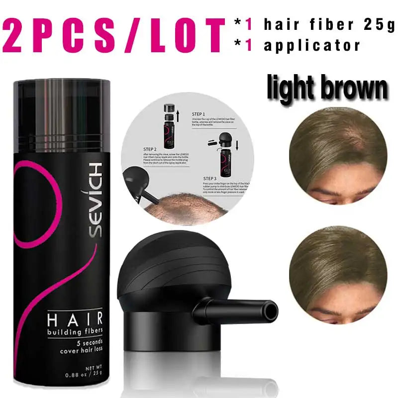 SEVICH Hair Building Fiber Set - Keratin Hair Fiber Powder with Applicator for Thinning Hair & Bald Spot Coverage