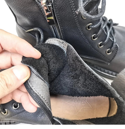 Careaymade 100% Genuine Leather Wide Casual Women’s Short Boots – Big Size, Handmade Men’s Wool Boots
