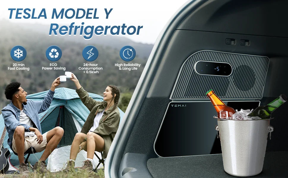 Tesla Model Y 5-Seater 15L Car Fridge – Smart Compressor Portable Cooler 12V/24V for Road Trips, Camping & Daily Use
