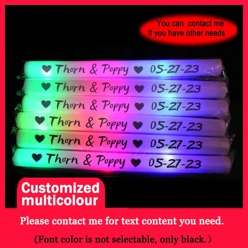 60Pcs RGB LED Glow Sticks – Colorful Foam Cheer Tubes for Dark Light, Birthday, Wedding, and Party Supplies