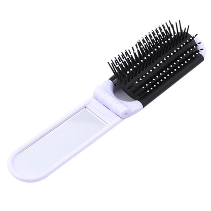 Portable Folding Comb with Makeup Mirror – Compact, Foldable Massaging Comb for Girls & Travel Bags