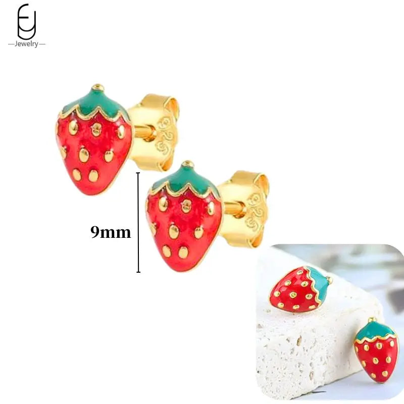 925 Sterling Silver Earrings for Women – Cute Starfish & Shrimp Pendant, Red Chili & Star Enamel Gold Fashion Jewelry