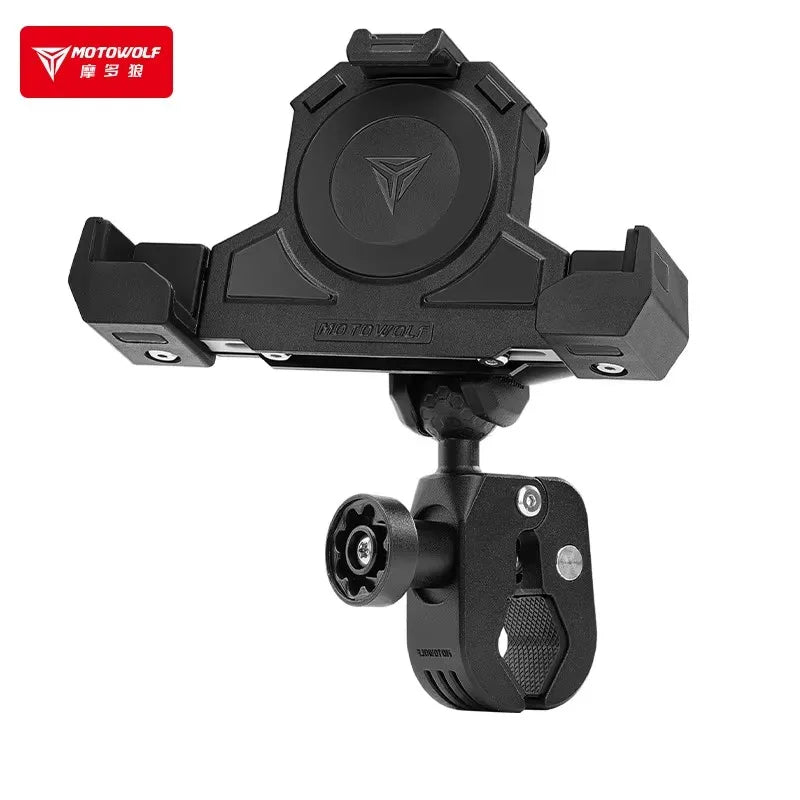 MOTOWOLF Motorcycle Shock Absorbing Phone Holder – Triangular Wireless Charging Navigation Mount