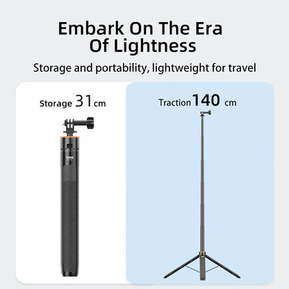 1.38M Selfie Stick Tripod – Adjustable Extension Holder for DJI Action 4, Pocket 3, GoPro, Insta360, DSLR & Phone Photography