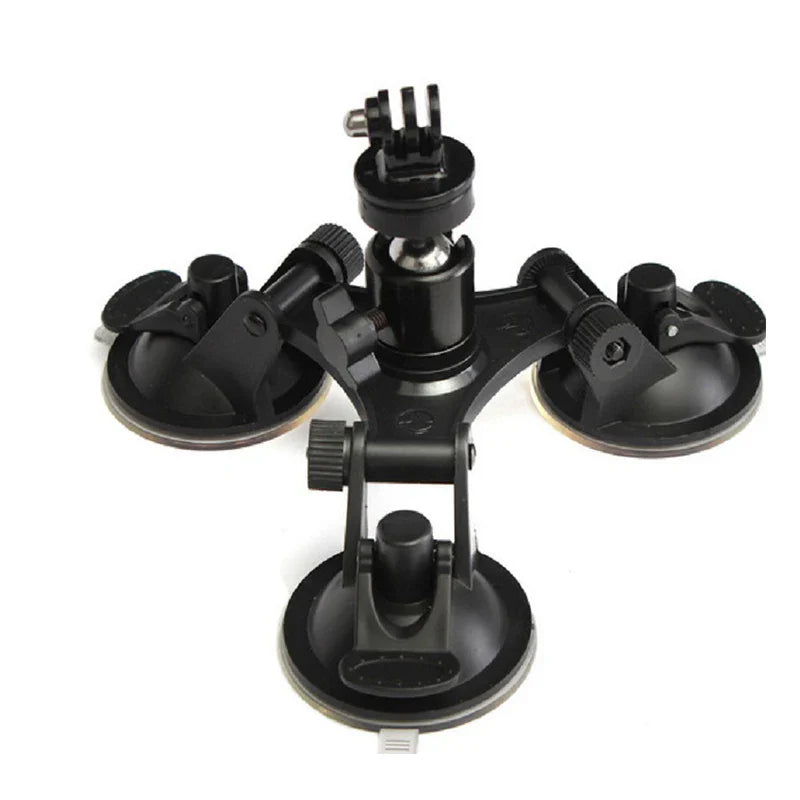Triple Suction Cup Mount with 1/4'' Thread Adapter for GoPro Hero 13/12/11/10/9/8, DJI Osmo Action 5/4/3, Insta360, SJCAM