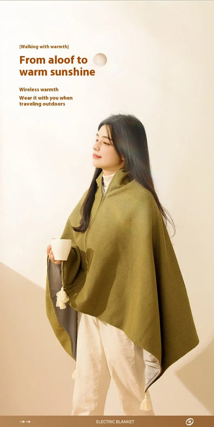 USB Electric Wearable Heated Blanket – Washable Warmer with 3 Adjustable Temperature Levels for Women