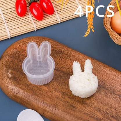 4PCS Transparent Sushi Mold Set – Triangular Onigiri Rice Ball Maker & Food Press Kit for Bento Kitchen Use