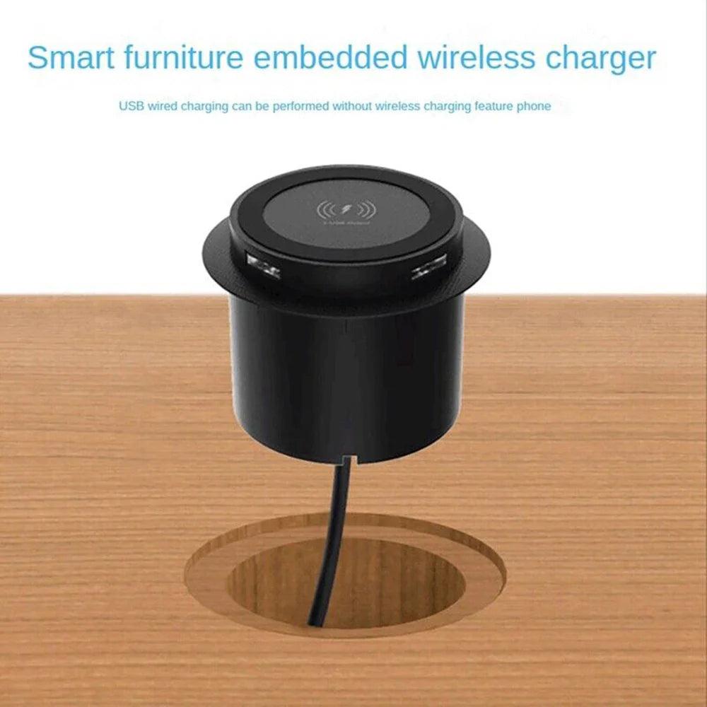 30W Wireless Desktop Charger – Fast Wireless Charging for iPhone, Samsung, Huawei, Xiaomi | Dual USB Phone Charging Station