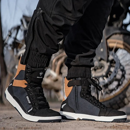 Motorcycle Riding Shoes - Breathable High-Cut, Anti-Fall, Anti-Slip Knight Boots, Parkour Shoes, All-Season Casual Motorcycle Boots