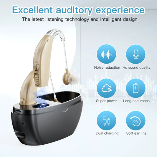 BTE Rechargeable Sound Amplifier - Hearing Aid for Severe Deafness - Rechargeable Aid for the Deaf