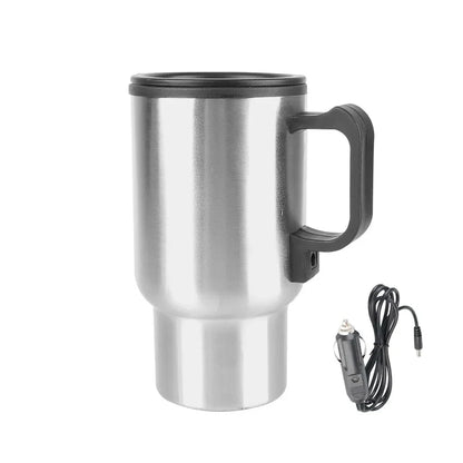 12V Electric Heating Car Kettle - 450ml Stainless Steel Thermal Mug for Water, Coffee, Milk - Travel & Camping