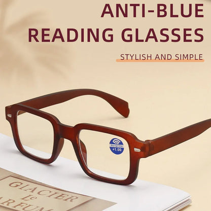 Fashion Square Reading Glasses for Women & Men – Plastic Computer Eyewear with Anti-Blue Light, Presbyopia & Hyperopia, Diopter +1.0 to +2.0