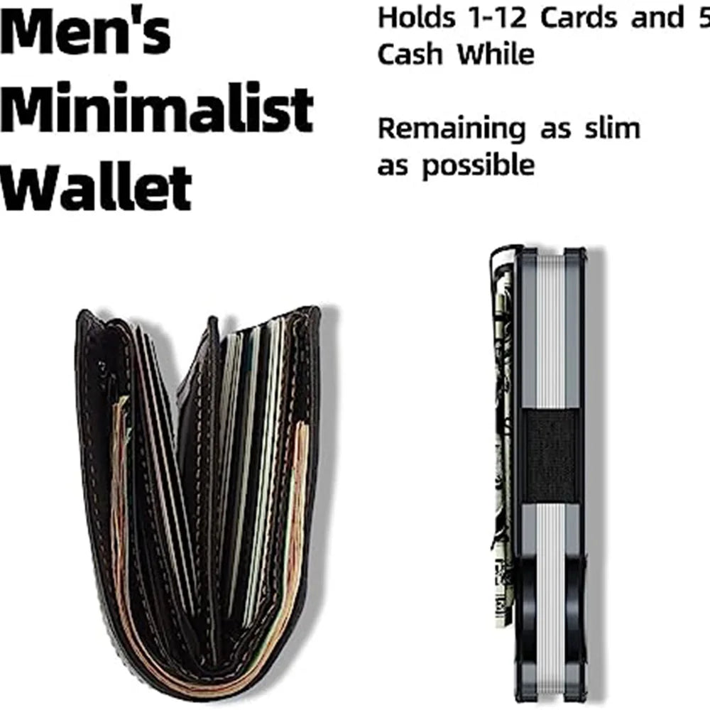 Metal Wallet for Men – Minimalist Slim RFID Blocking Carbon Fiber Front Pocket Wallet with Card Holder & Money Clip