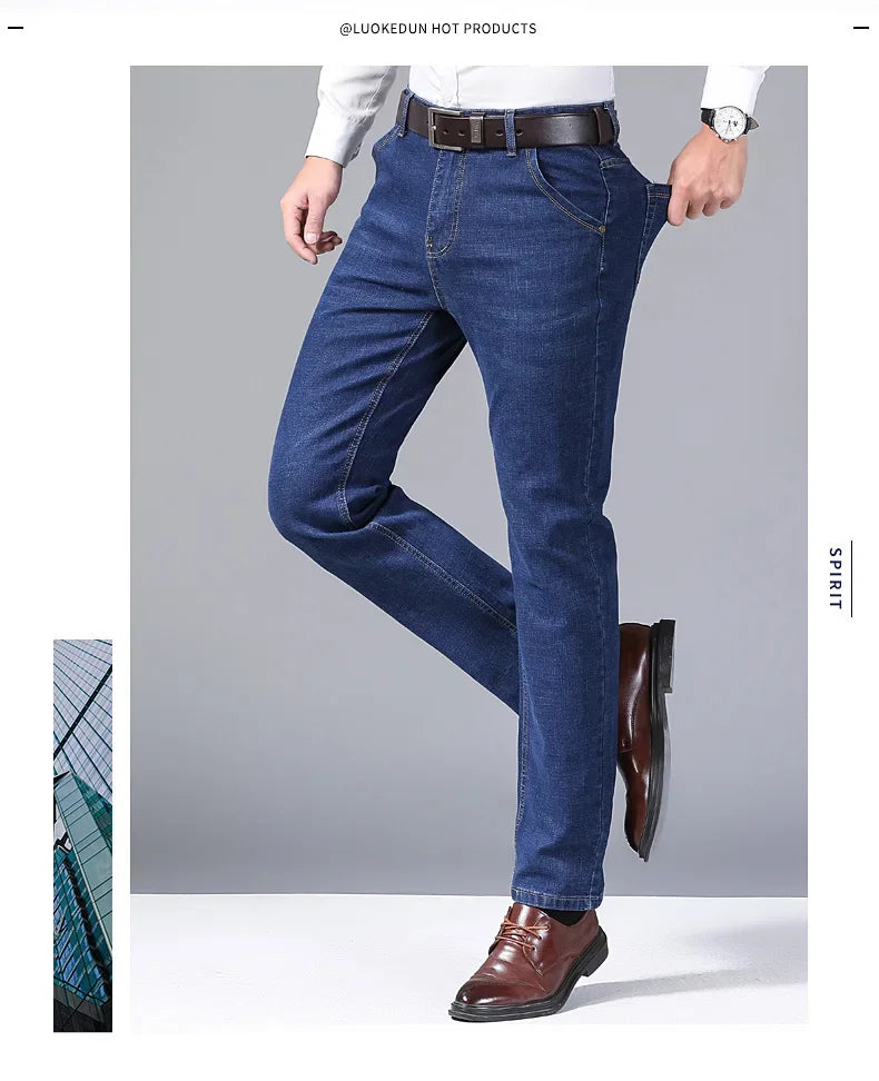 Men's Slim Fit Business Casual Denim Trousers – Comfortable Stretch Pants, Light Luxury Fashion for Men