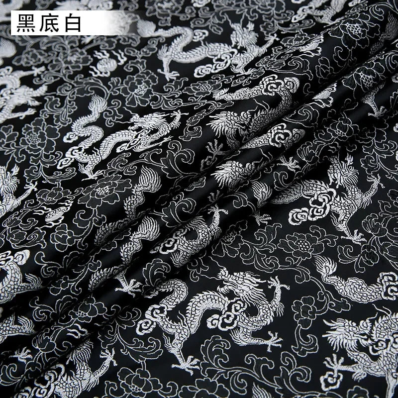 0.5/1/2m Brocade Satin Fabric — Dragon Pattern Material for Sewing, DIY Crafts, Gift Boxes & Patchwork
