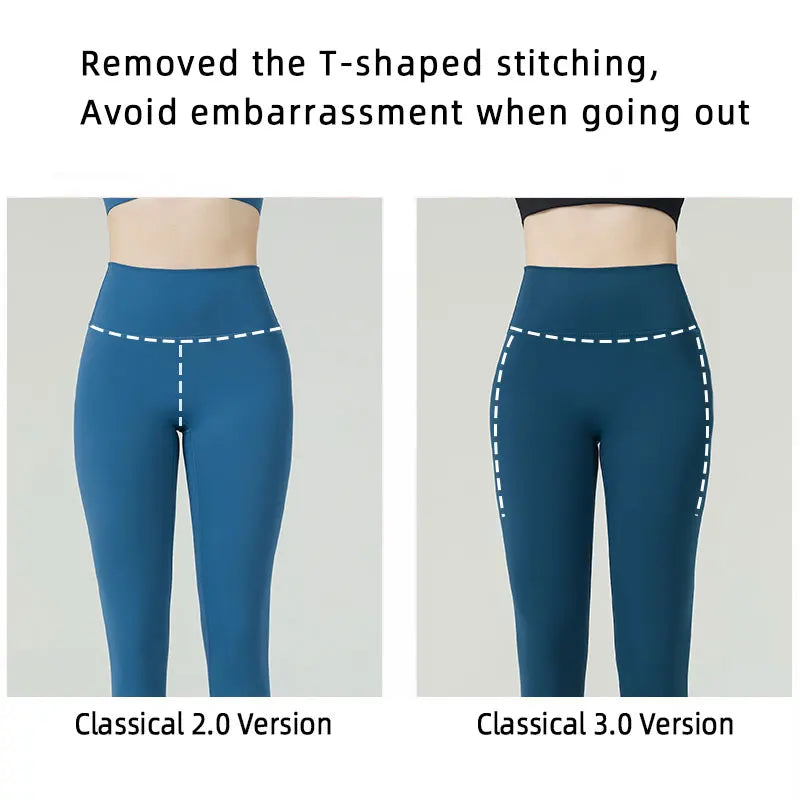 Naked Feel Butt-Lifting Yoga Leggings for Women – High Waist Sports Tights with Hidden Waist Pockets, Gym Fitness Wear
