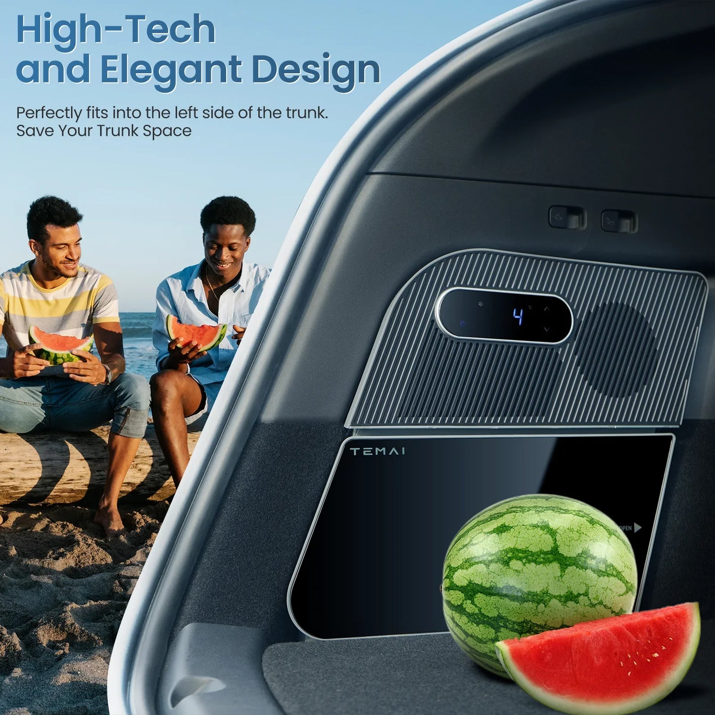 Tesla Model Y 5-Seater 15L Car Fridge – Smart Compressor Portable Cooler 12V/24V for Road Trips, Camping & Daily Use