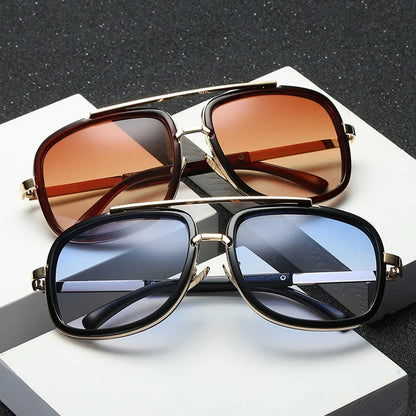 Men’s Vintage Pilot Driving Sunglasses – Gradient Brown UV400 Summer Style Goggles