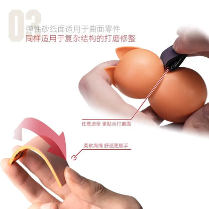 HOBBY MIO #400–#2000 Softback Sandpaper Sponge Set – Curved Sanding Tools with Storage Box for Plastic Model Polishing