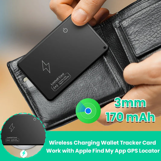 Wireless Charging Wallet Tracker Card – Smart GPS Locator for iPhone Apple Devices, Find My AirTag Compatible
