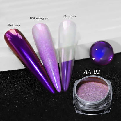 Chameleon Magic Mirror Nail Powder - Holographic Diamond Glitter Pigment for UV Gel Manicure & DIY Nail Art