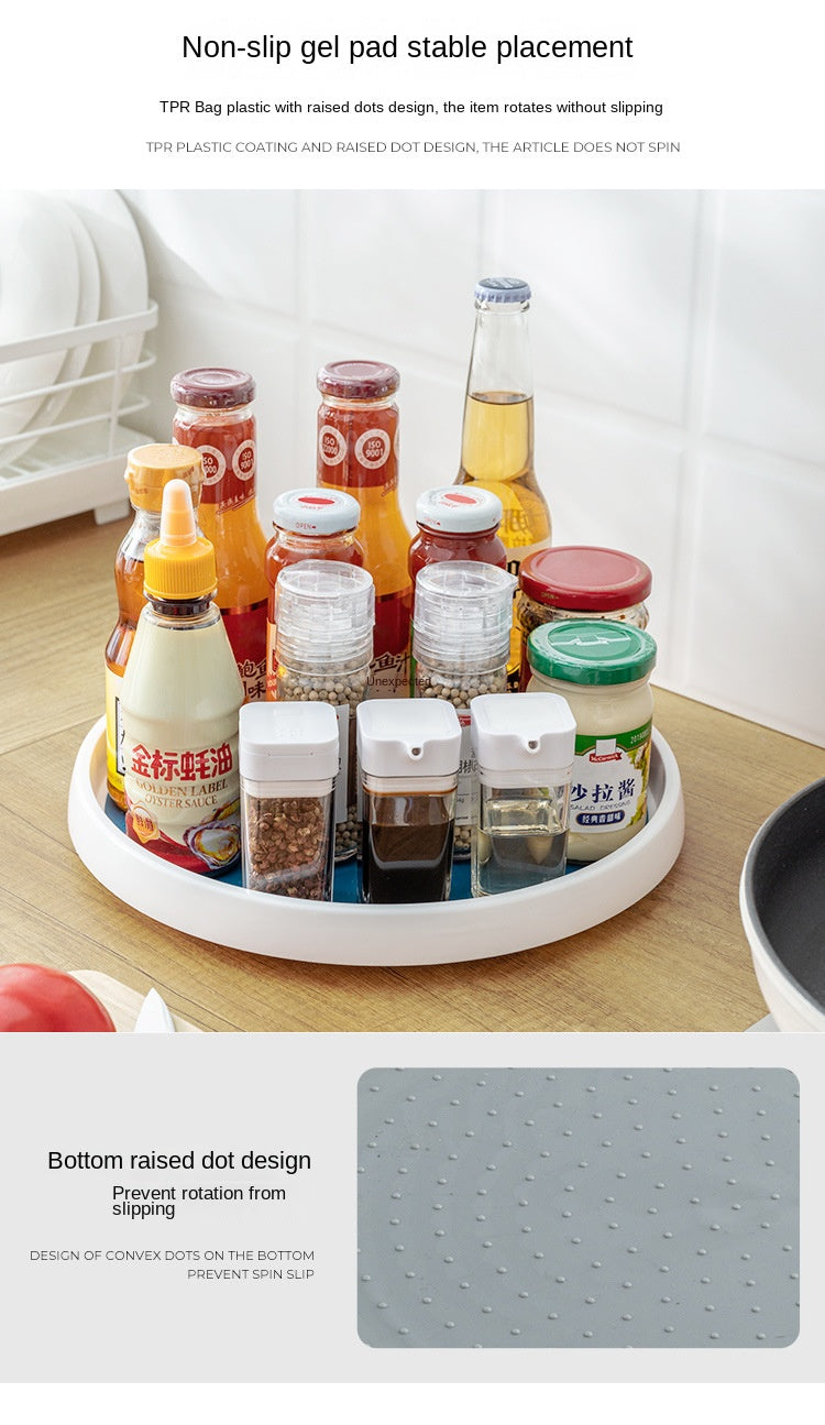 1/4PCS 360° Rotatable Anti-Slip Kitchen Storage Rack – Round Multi-Functional Organizer for Condiments & Tableware