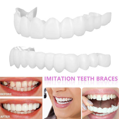 Upper & Lower Fake Teeth Covers – Comfortable Flexible Veneers for Whitening, Braces, and Fun Toy Use