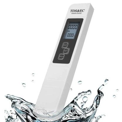 White Digital Water Quality Tester - TDS EC Meter, Multifunctional Water Purity & Temperature TEMP PPM Tester (0-9990 Range)