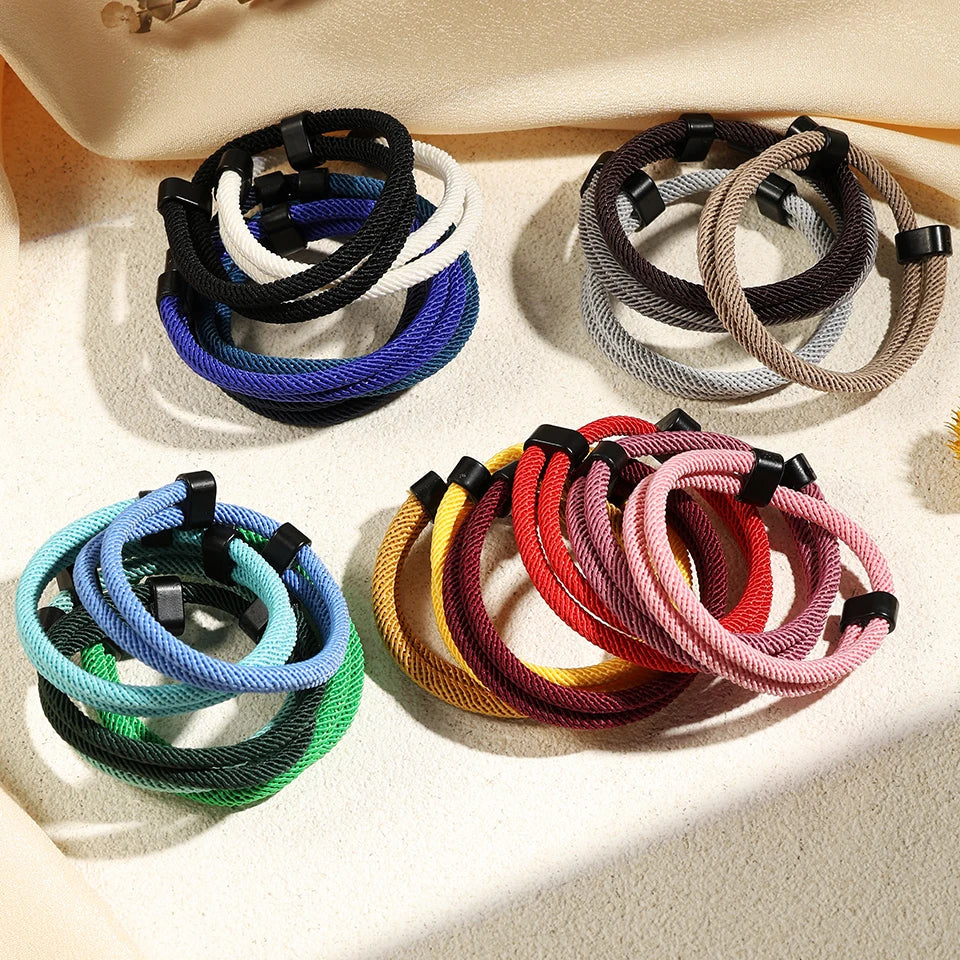 Colorful Double Adjustable Rope Bracelet – Handwoven Versatile Couple Gift