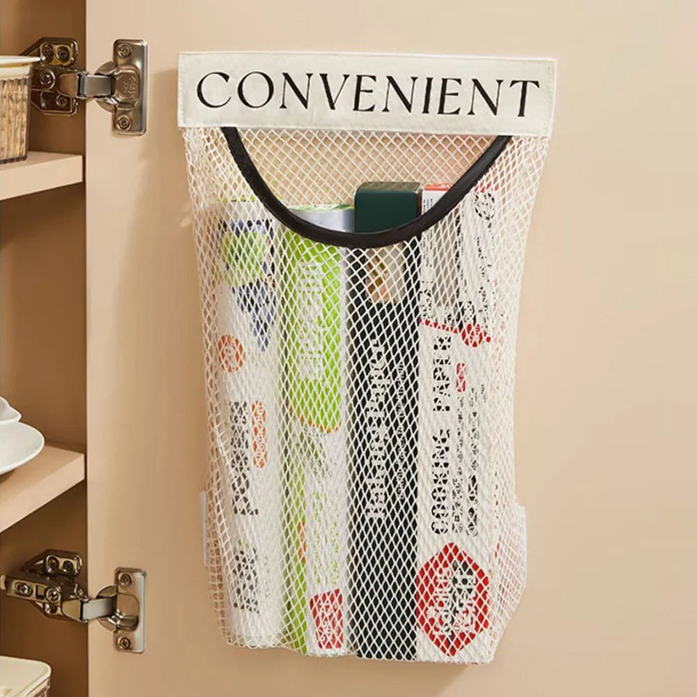 Wall-Mounted Hanging Mesh Storage Bag Organizer – Large-Capacity Kitchen Garbage & Storage Net, Space-Saving Home Tool (1–3PCS)