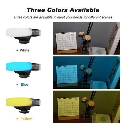 Godox Lux Junior Retro Speedlite — Flash with White, Yellow & Blue Diffuser Softbox
