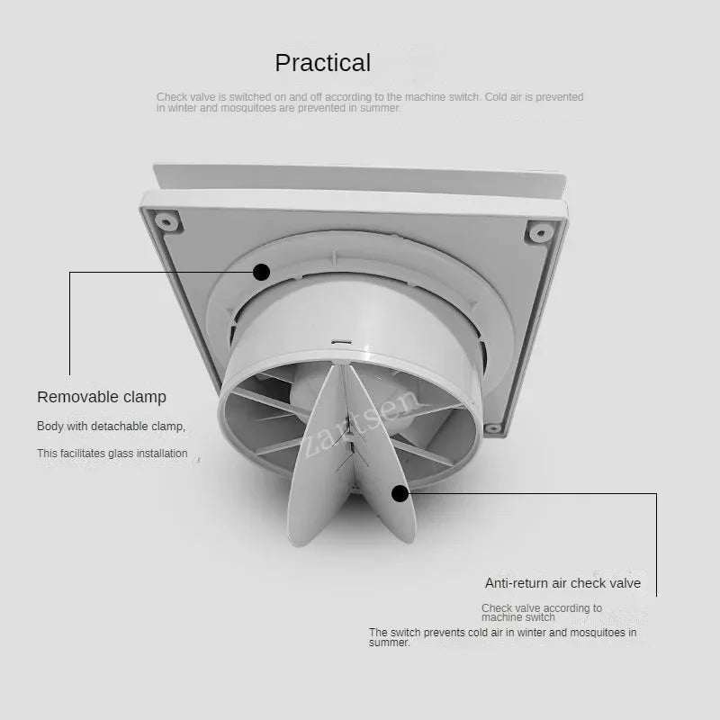 4 Inch High-Speed Exhaust Fan - Wall/Window Ventilator for Toilet, Kitchen & Bathroom with Remote Control